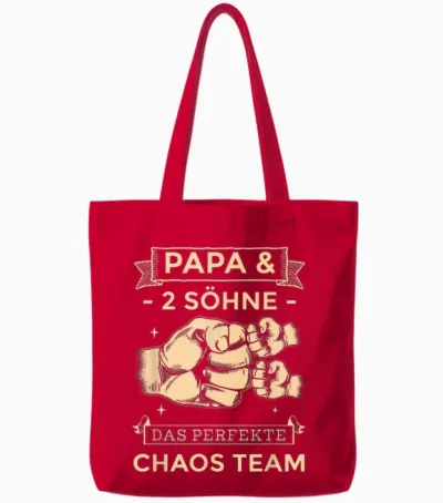Papa & 2 Söhne Chaos Team Partnerlook Männertag Vatertag Tote Bags - Red