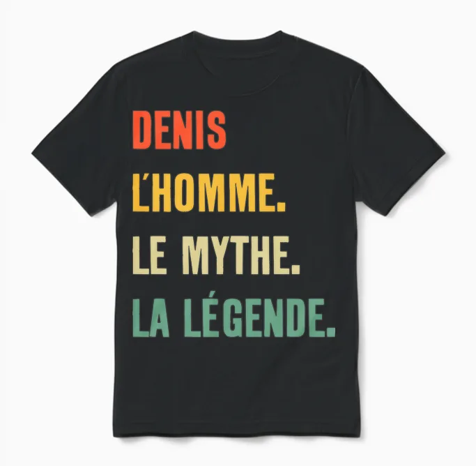 Denis L'homme Le Mythe La Légende Idée Cadeau Prénom Denis T-Shirt Haut De Gamme Unisex T-Shirt in Black