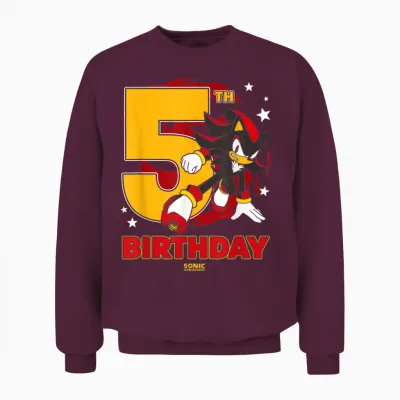 Sonic the Hedgehog 5th Birthday Epic Shadow Big Chest Logo Unisex Sweatshirt - Maroon