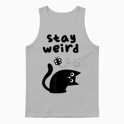 Bleib Komische Katze Unisex Tank Top - Ash