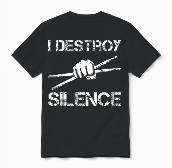 Drummer Art Drumsticks Men Women Drum Set Drumming Lovers Unisex T-Shirt in Black