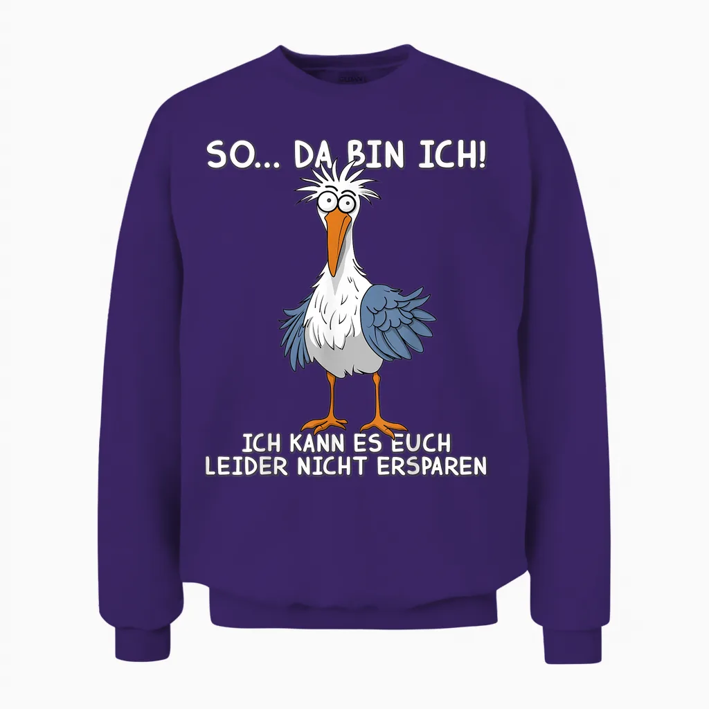 Lustige Spruch Norden Seagull Möwe So ... Da Bin Ich ! Unisex Sweatshirt in Purple