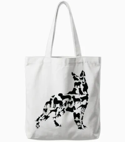 Dog Owner Dog Lover Silhouette Tote Bags - White