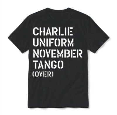 Charlie Uniform November Tango Over Military Unisex T-Shirt - Black