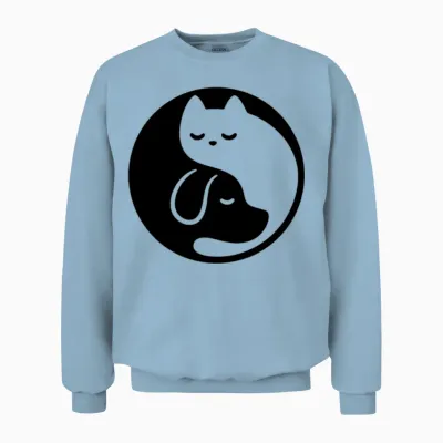 Yin Yang Cat and Dog Unisex Sweatshirt - Light Blue