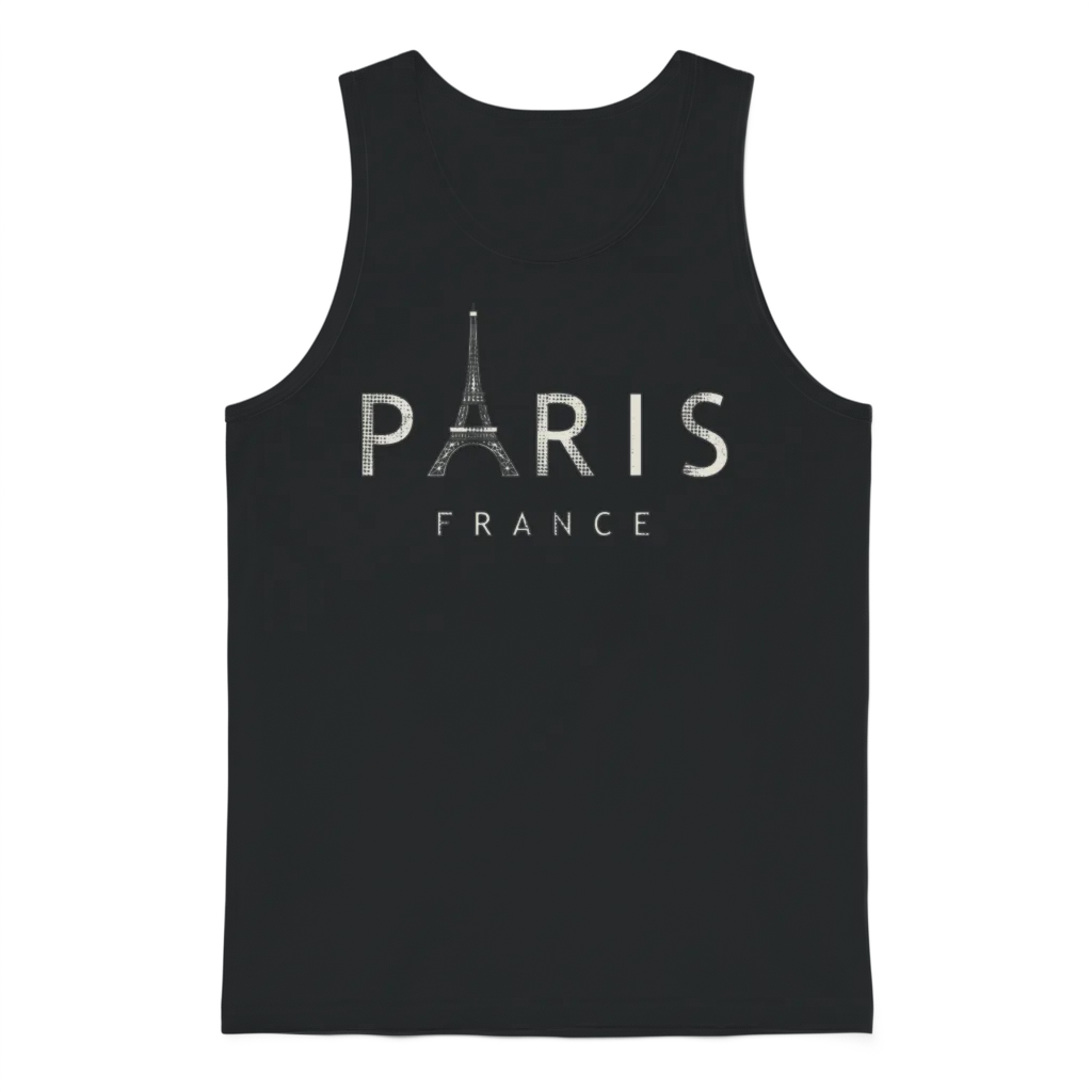 Paris Eiffel Tower Unisex Tank Top - Black