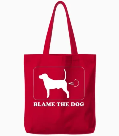 Blame the Dog - Funny Dog Fart - Dog Owner Tote Bags - Red