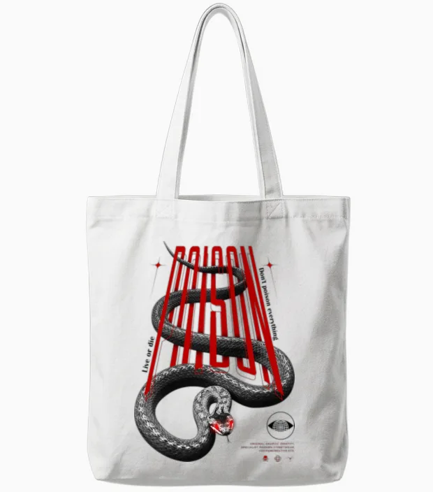 Poison Modern Streetwear Tote Bags in White