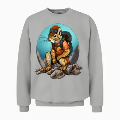 Squirrel Mountaineer / Hiking Squirrel Unisex Sweatshirt - Ash