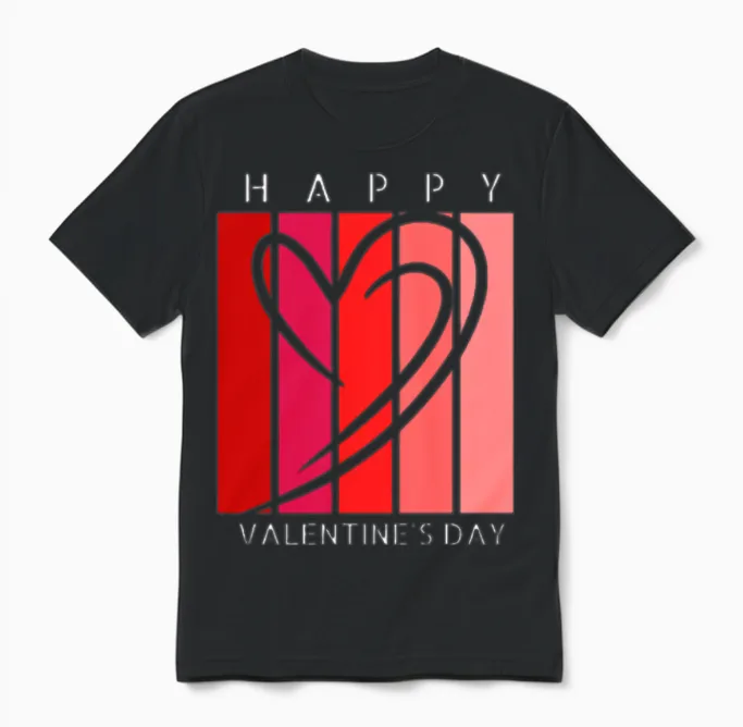 Happy Valentine's Day Retro Unisex T-Shirt in Black