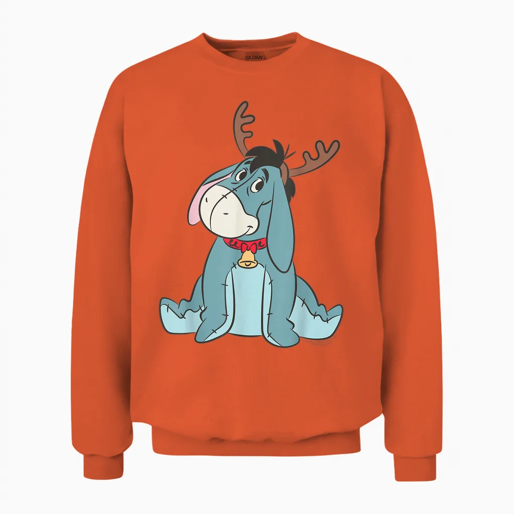 Disney Eeyore Christmas Reindeer Winnie the Pooh Holiday Unisex Sweatshirt in Orange