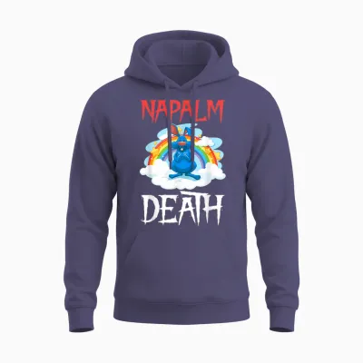 Napalm Tod Rainbow Bunny Rosa Napalm Death Hase Unisex Hoodie - Heather Sport Dark Navy