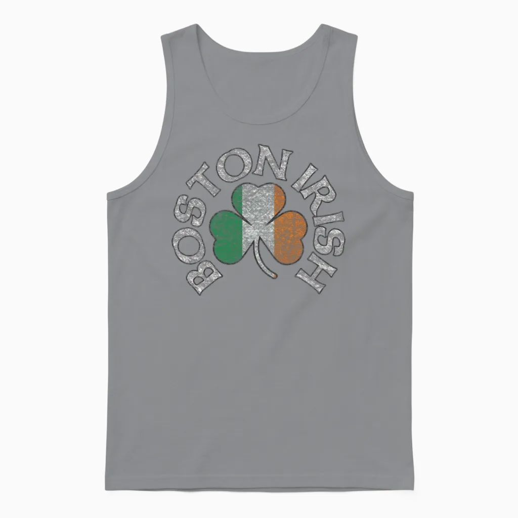 Boston Irish Shamrock Flag Clothing Unisex Tank Top in Sport Grey