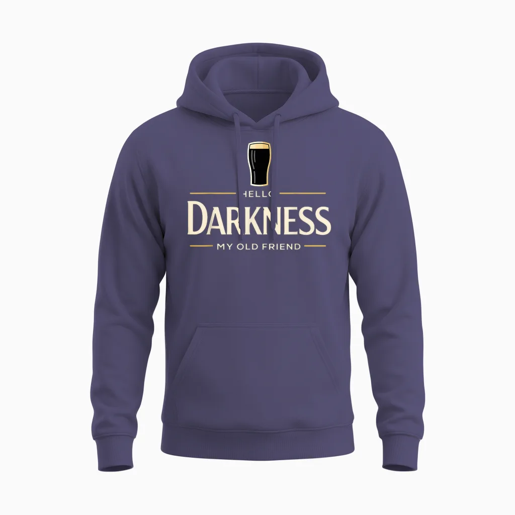 Hello Darkness My Old Friend Irish Beer St. Patrick's Day Unisex Hoodie in Heather Sport Dark Navy
