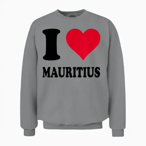 I Love Mauritius T-Shirt, White, S Unisex Sweatshirt - Sport Grey