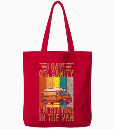Funny Vintage I'm Staying in Tha Van Phasmophobia Men Women T-Shirt, Black, S Tote Bags - Red