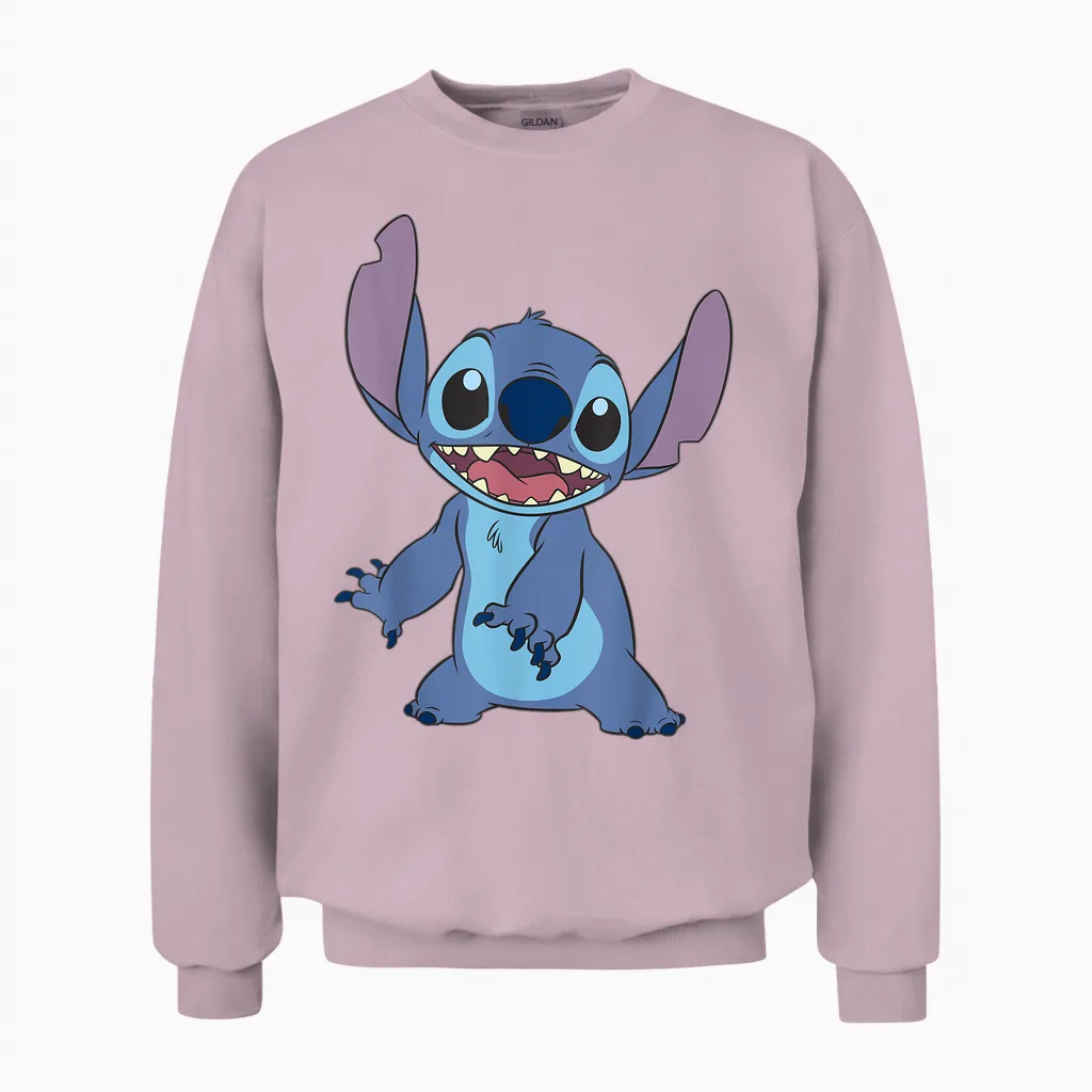 Disney Lilo & Stitch Simple Stitch Portrait Unisex Sweatshirt in Light Pink