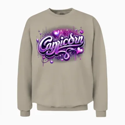 Zodiac Sign Capricorn Pink and Purple Unisex Sweatshirt - Sand