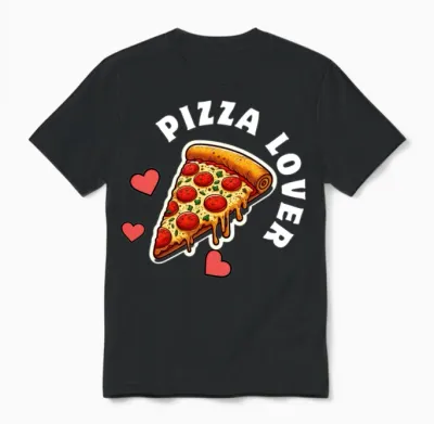 Pizza Lover Slice Design Unisex T-Shirt - Black