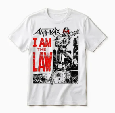 Anthrax - I'm the Law Comic T-Shirt, White, S Unisex T-Shirt - White