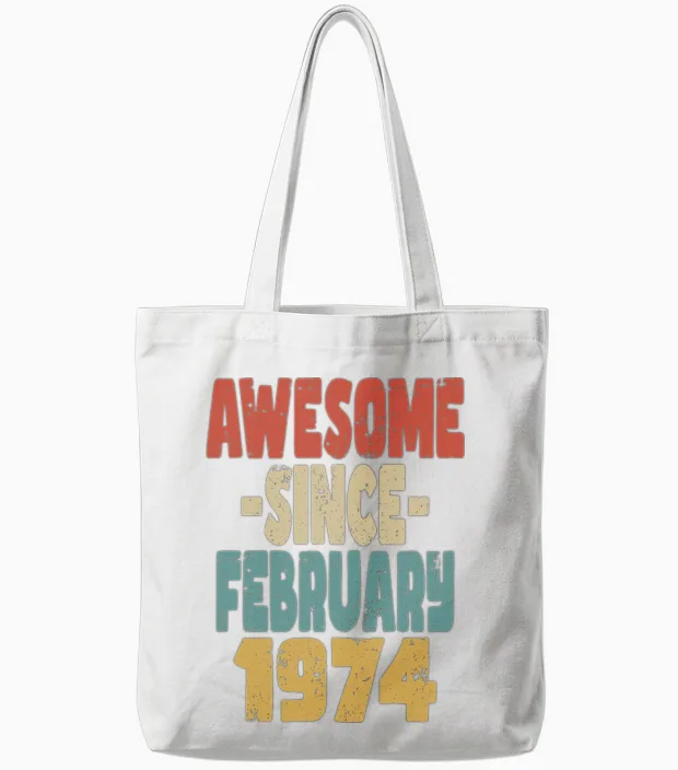 Awesome February 1974 Tote Bags in White