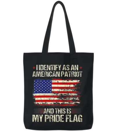 I Identify as an American Patriot Tote Bags - Black