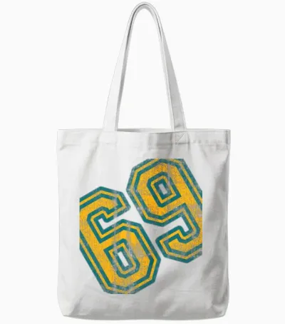 Number 69 - Number Sixty Nine Vintage, Retro Tote Bags - White