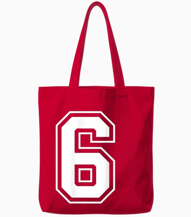 Fun Six Seven 6 7 Meme Design Tote Bags in Red