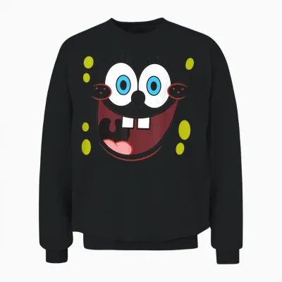 Bob L'éponge Visage Souriant Aux Yeux Brillants Unisex Sweatshirt - Black