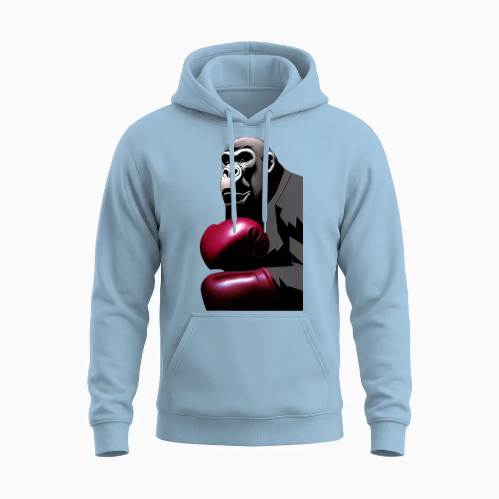 Gorilla, the Mafia Boxer No. 1 Unisex Hoodie in Light Blue