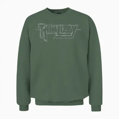 Thin Lizzy - Super Hero Logo T-Shirt, Black Unisex Sweatshirt - Military Green