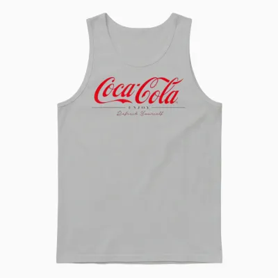 Coca Cola Enjoy and Refresh Yourself T-Shirt, White Unisex Tank Top - Ash