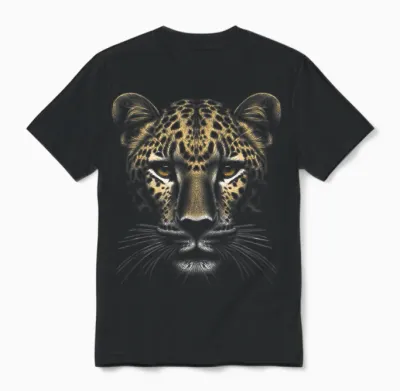 Leopard Head as Cool Portrait in Realistic Drawing Style T-Shirt, Black Unisex T-Shirt - Black