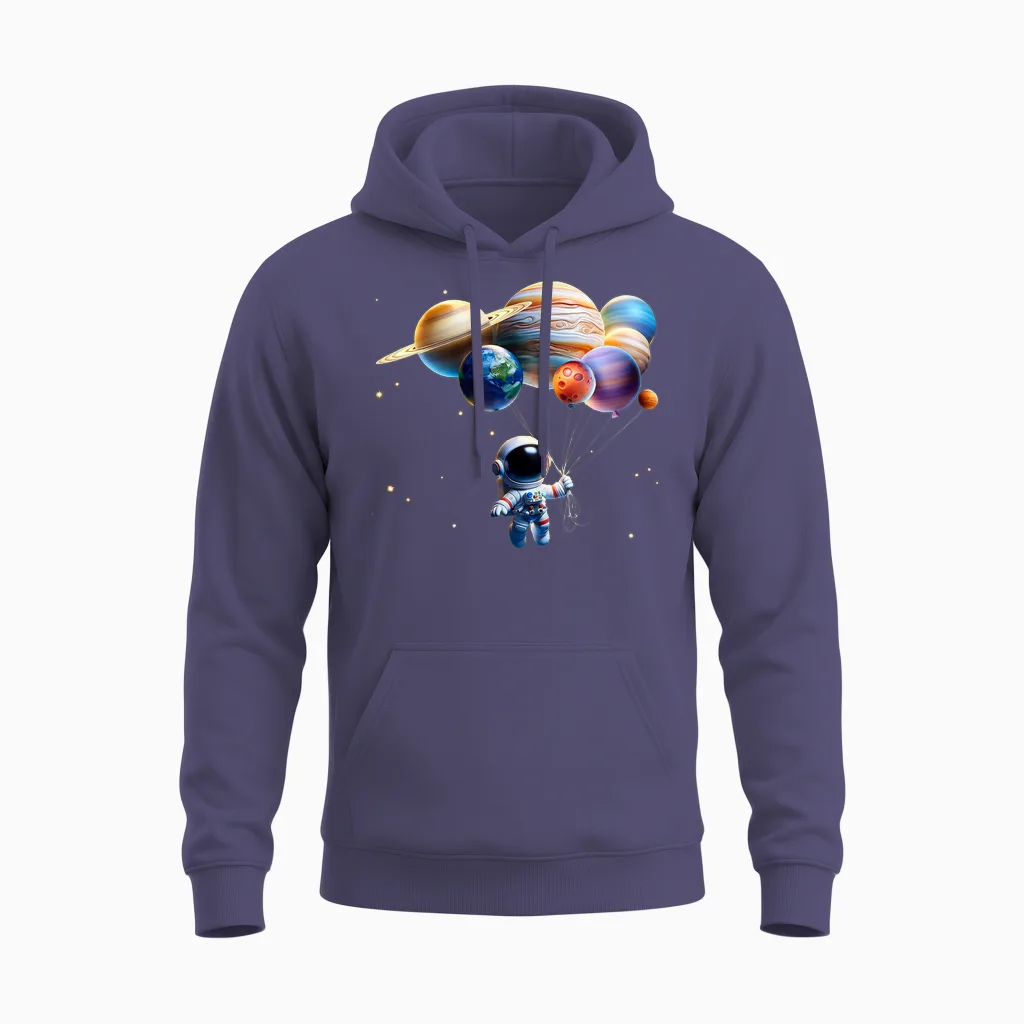 Funny Astronaut Planets Gift Men Women Kids Astronomy Space Unisex Hoodie in Heather Sport Dark Navy