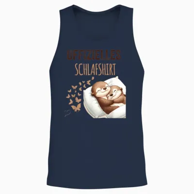 Official Sleep Shirt | Sea Otter Pyjamas Otter T-Shirt, White Unisex Tank Top - Navy
