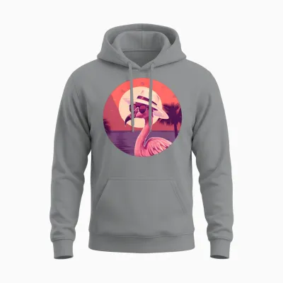Style Flamingo Lovers Retro Unisex Hoodie - Sport Grey