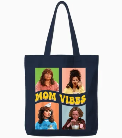 Retro Nineties Mom Vibes Vintage Mother's Day Women's Shirt T-Shirt, Black Tote Bags - Navy