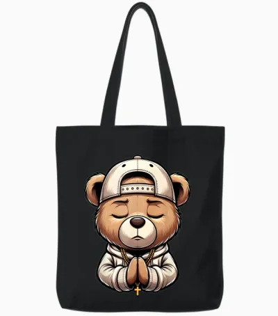 Prière Hip Hop Ours En Peluche Prière Chrétien Streetwear Prière Tote Bags - Black