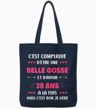 Belle Gosse Birthday 30 Years Funny Woman 30 Years T-Shirt, Black, Female X-Small Tote Bags - Navy