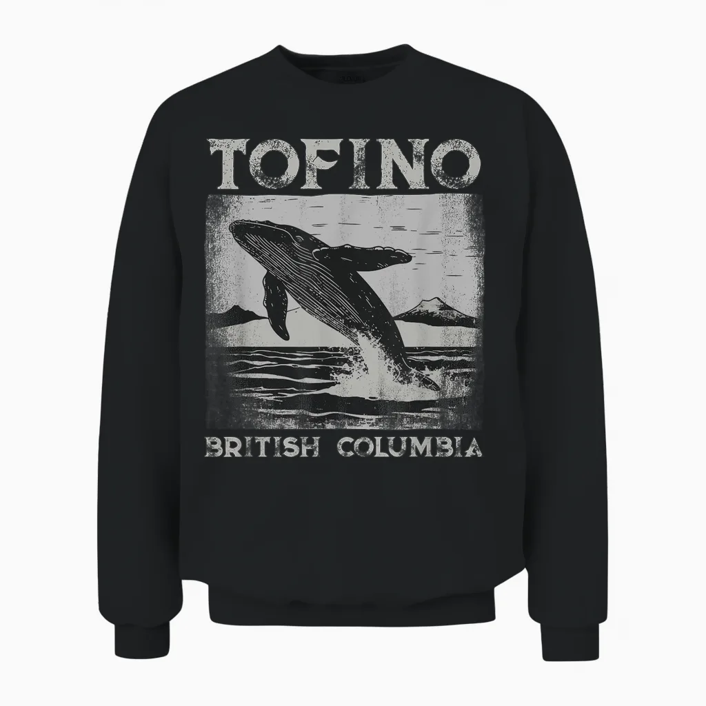 Tofino Colombie-Britannique Baleine Grise île De Vancouver Canada Unisex Sweatshirt in Black