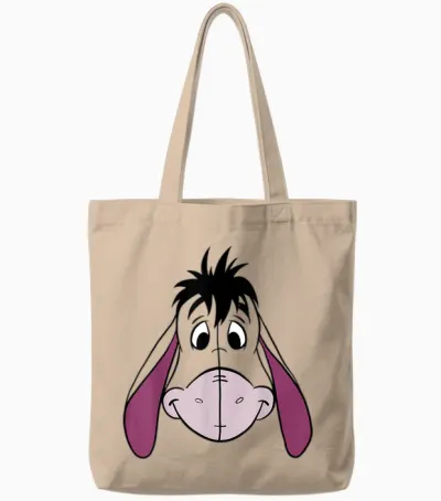 Disney Winnie the Pooh Eeyore Big Face T-Shirt, Blue, S Tote Bags - Natural