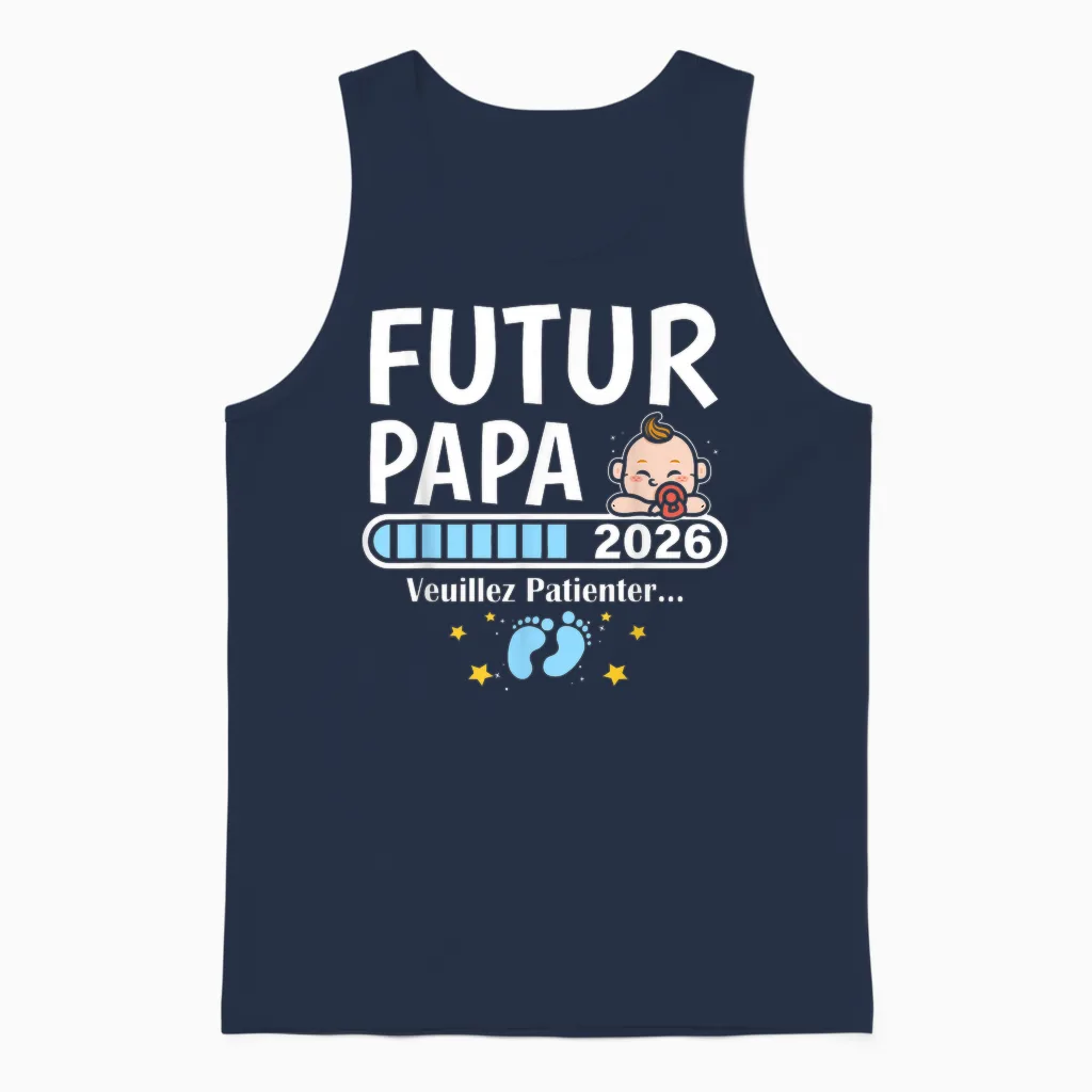 Je Vais être Papa 2026 T-Shirt Man Future Papa 2026 Unisex Tank Top in Navy