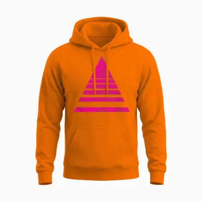 Geometric Triangle Sliced Shapes Geometry Art Distressed Unisex Hoodie - Safety Orange