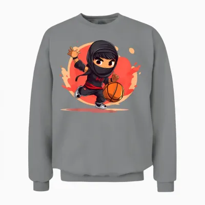 Kinder Ninja Junge Spielt Basketball Unisex Sweatshirt - Sport Grey