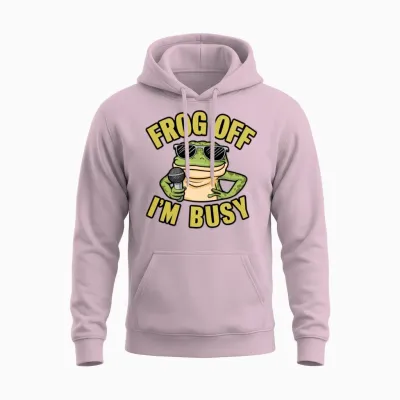 Frog off I'm Busy Unisex Hoodie - Light Pink