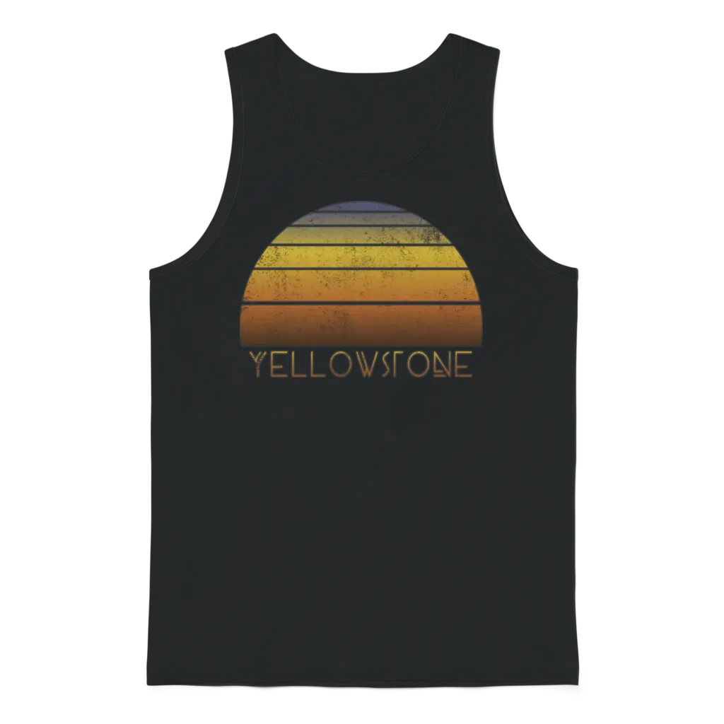 Retro Yellowstone National Park Sunset Vacation Unisex Tank Top - Black