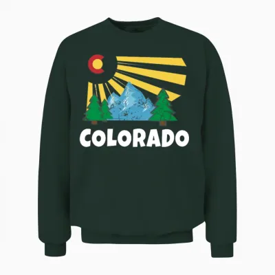 Native Colorado Gifts Co State Flag Sunrise Unisex Sweatshirt - Forest