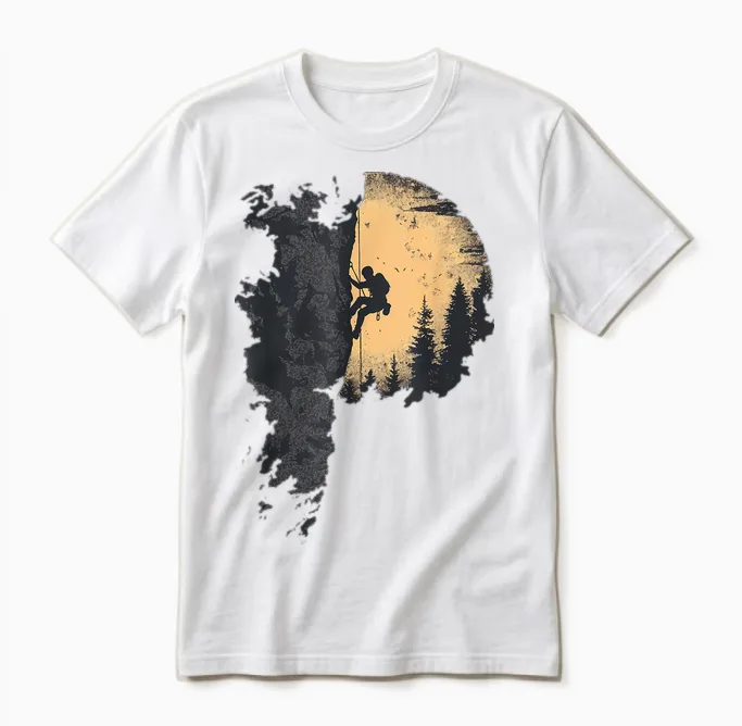 Climbing T-Shirt Mountain Climber Bouldern Gift Mountain T-Shirt, Black, S Unisex T-Shirt in White