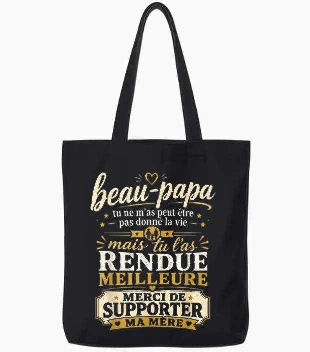 Beau Papa Cadeau Humour Fête Des Pères Personnalisé Tote Bags in Black