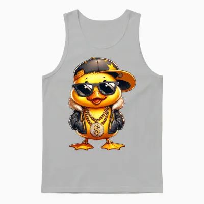 Entchen Designer Designs Cute Duckling Rapper T-Shirt, Unisex Children, Men, Women, Black, S Unisex Tank Top - Ash